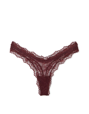 Трусики Rose Lace High-Leg Thong Panty Brown