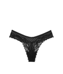 Трусики Tease Lace-Trim High-Leg Thong Panty Black