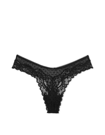 Трусики Tease Lace-Trim High-Leg Thong Panty Black