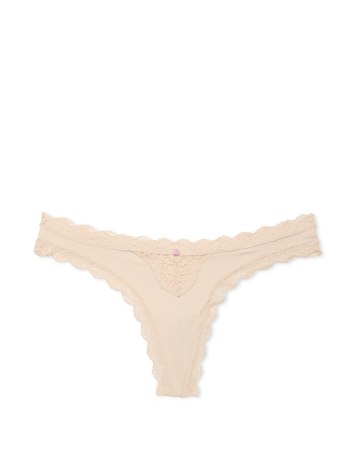Трусики Lace-Trim Thong Panty Marzipan