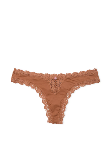 Трусики Lace-Trim Thong Panty Caramel