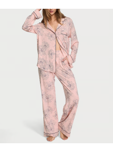 Пижама Modal Long Pajama Set Pink Outline Floral