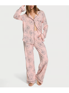 Піжама Modal Long Pajama Set Pink Outline Floral