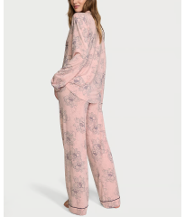 Піжама Modal Long Pajama Set Pink Outline Floral