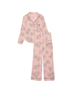 Пижама Modal Long Pajama Set Pink Outline Floral