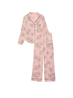 Піжама Modal Long Pajama Set Pink Outline Floral