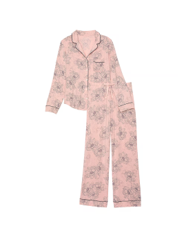 Піжама Modal Long Pajama Set Pink Outline Floral