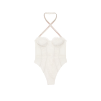 Боди Shine Strap Halter Lace Teddy Coconut White