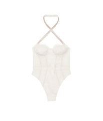 Боді Shine Strap Halter Lace Teddy Coconut White