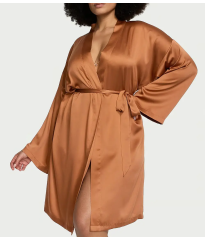 Сатиновий халат Satin Midi Robe Caramel