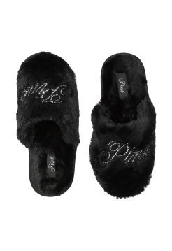 Тапочки Faux Fur Closed-Toe Slippers Black