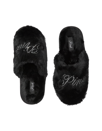 Тапочки Faux Fur Closed-Toe Slippers Black