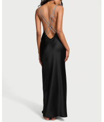 Пеньюар Twinkle Strap Satin Long Slip Dress Black