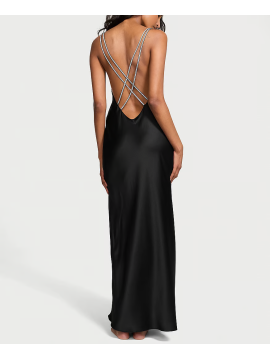 Пеньюар Twinkle Strap Satin Long Slip Dress Black