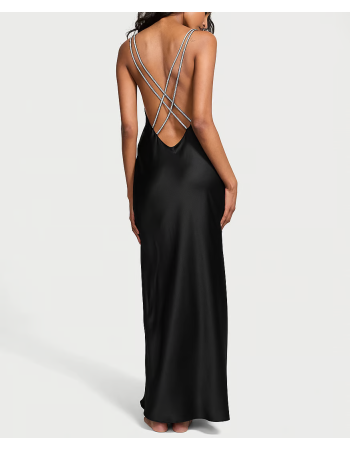 Пеньюар Twinkle Strap Satin Long Slip Dress Black