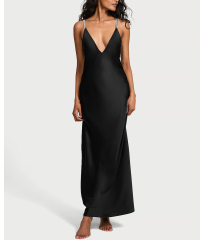 Пеньюар Twinkle Strap Satin Long Slip Dress Black