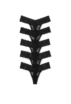 Набір трусиків 5-Pack Lace Thong Panties Black