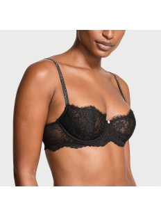 Комплект белья Wicked Twinkle Strap Unlined Lace Balconette Bra Set Black