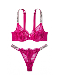 Комплект белья Unlined Lace Shine Strap Full Cup Demi Bra Set Pretty Plum