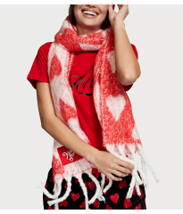 Теплий шарф Victoria's Secret Scarf Red Hearts