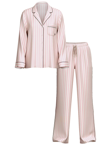 Пижама The Satin Long PJ Set Victoria’s Secret Angel Pink Stripe