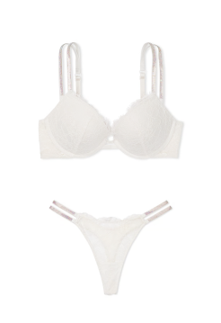 Комплект білизни Double Shine Strap Lace Push-Up Bra Set Coconut White