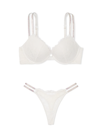 Комплект білизни Double Shine Strap Lace Push-Up Bra Set Coconut White