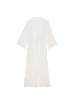 Халат Modal Lace-Trim Long Robe White
