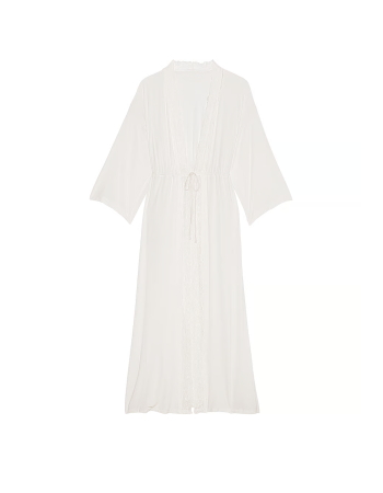 Халат Modal Lace-Trim Long Robe White