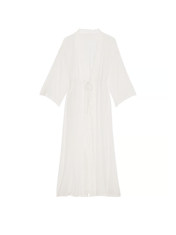 Халат Modal Lace-Trim Long Robe White