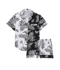 Піжама Cotton Short Pajama Set Black & White Tropical