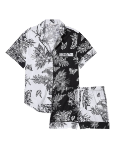 Піжама Cotton Short Pajama Set Black & White Tropical