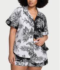 Піжама Cotton Short Pajama Set Black & White Tropical