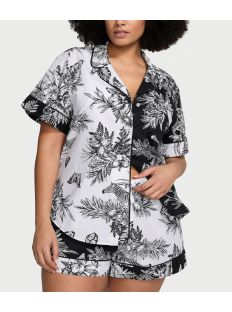 Піжама Cotton Short Pajama Set Black & White Tropical