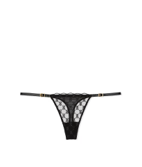 Трусики VS Logo Embroidery Thong Panty Black