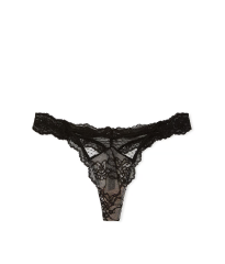 Трусики Lace & Mesh Thong Panty Black & Purest Pink