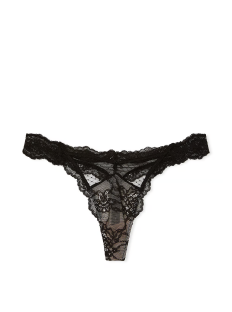 Трусики Lace & Mesh Thong Panty Black & Purest Pink