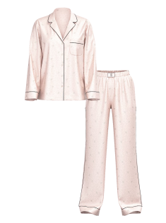 Піжама Glazed Satin Dew Drop Long Pajama Set Pink