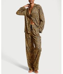 Піжама Flannel Long Pajama Set Gold Leopard