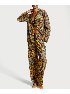 Пижама Flannel Long Pajama Set Gold Leopard