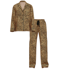 Піжама Flannel Long Pajama Set Gold Leopard