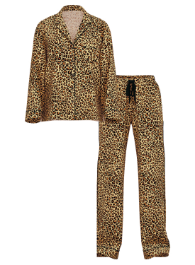 Піжама Flannel Long Pajama Set Gold Leopard