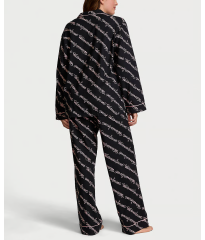 Піжама Flannel Long Pajama Set Black Ribbon Script