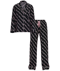 Піжама Flannel Long Pajama Set Black Ribbon Script