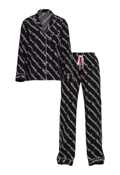 Піжама Flannel Long Pajama Set Black Ribbon Script