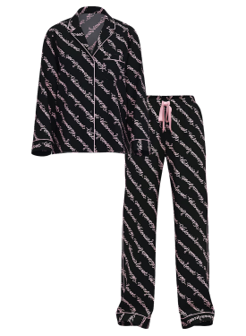 Піжама Flannel Long Pajama Set Black Ribbon Script