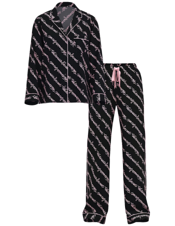 Піжама Flannel Long Pajama Set Black Ribbon Script