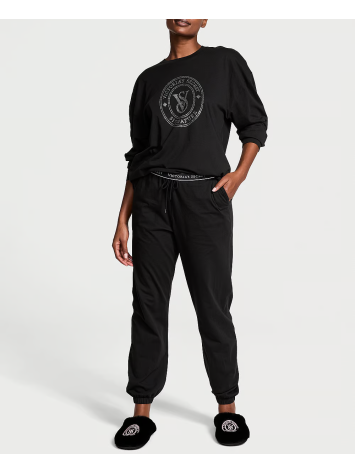 Піжама Cotton Long Pajama Set Black