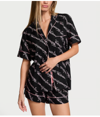 Піжама Flannel Short Pajama Set Black Ribbon Script