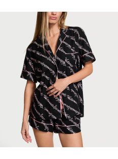 Пижама Flannel Short Pajama Set Black Ribbon Script